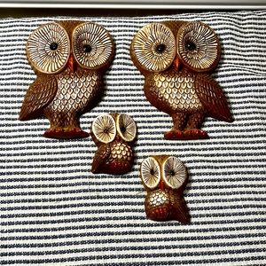 1970-1980s Foam Craft Big Eyed Owl Decor Set of 4